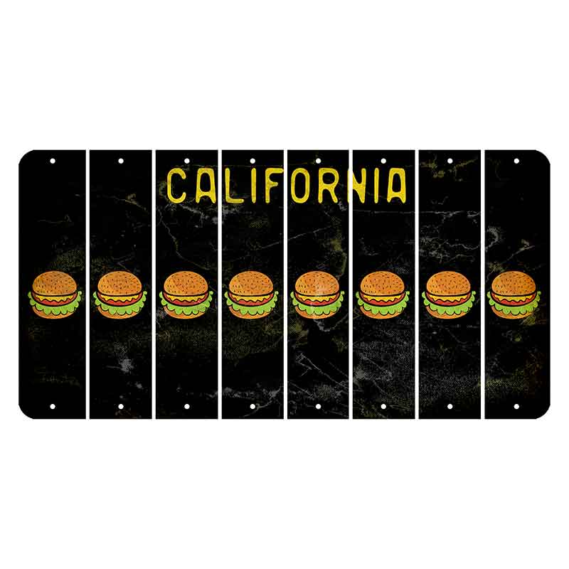 California Black Cut License Plate Strips (Set of 8) Hamburger