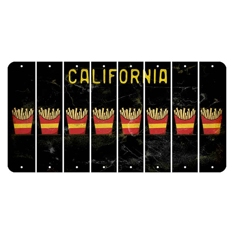 California Black Cut License Plate Strips (Set of 8) French Fries