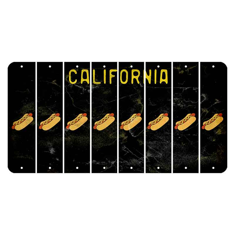 California Black Cut License Plate Strips (Set of 8) Hotdog
