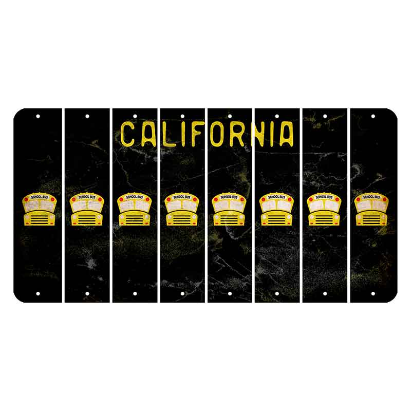 California Black Cut License Plate Strips (Set of 8) School Bus