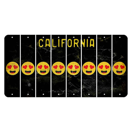 California Black Cut License Plate Strips (Set of 8) Emoji - Heart Eyes