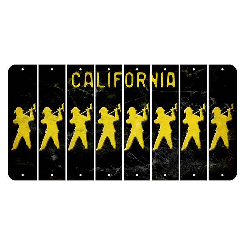 California Black Cut License Plate Strips (Set of 8) Fireman with Axe
