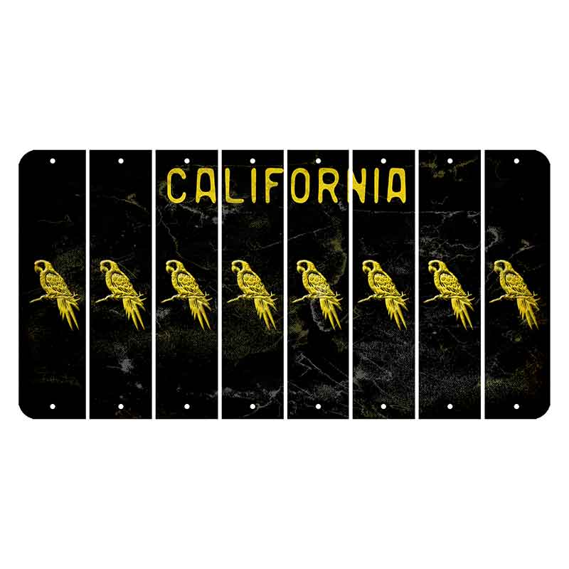 California Black Cut License Plate Strips (Set of 8) Parrot