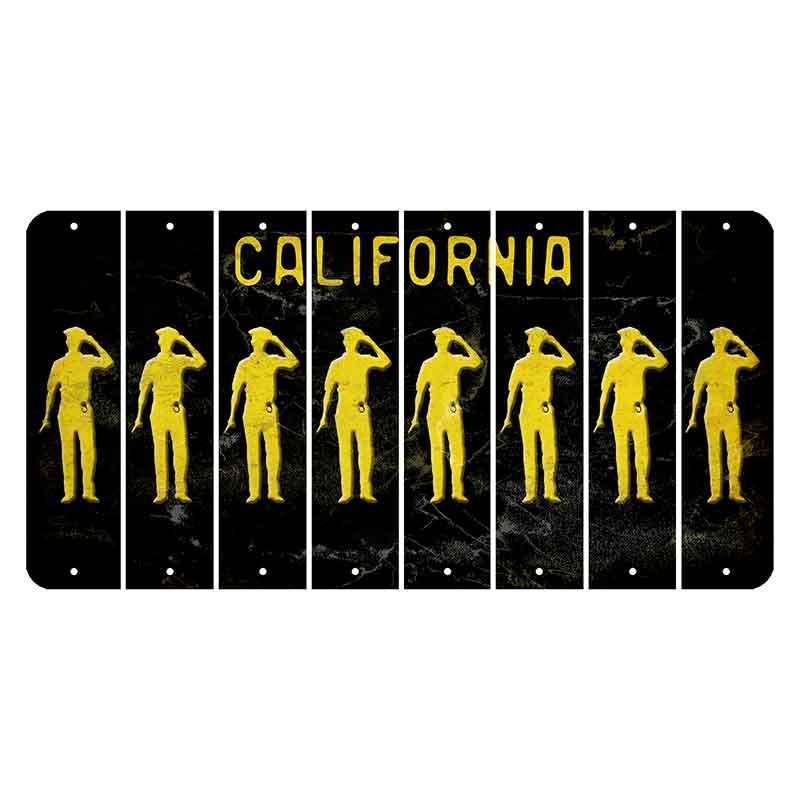 California Black Cut License Plate Strips (Set of 8) Police Officer