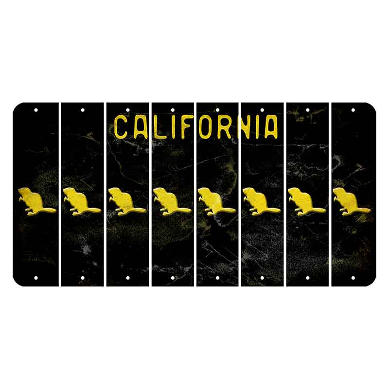 California Black Cut License Plate Strips (Set of 8) Beaver