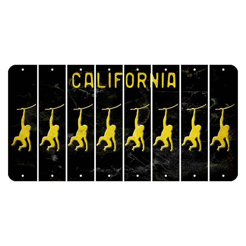California Black Cut License Plate Strips (Set of 8) Monkey