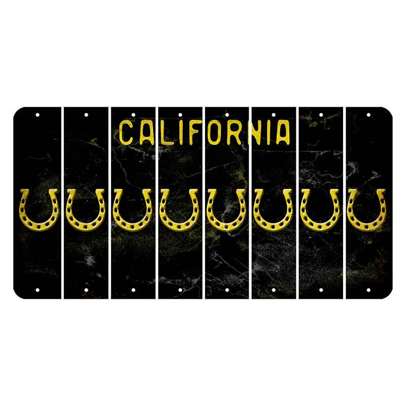 California Black Cut License Plate Strips (Set of 8) Horseshoe