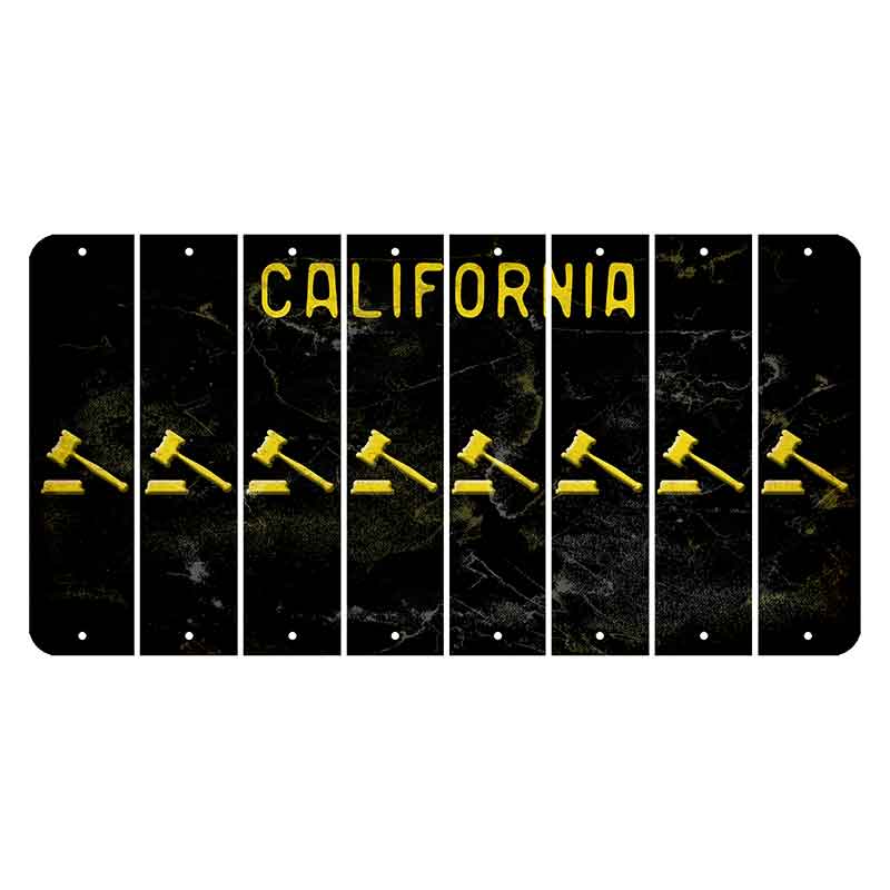California Black Cut License Plate Strips (Set of 8) Gavel