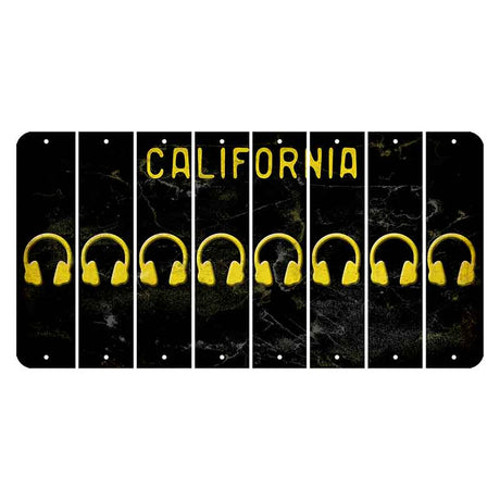 California Black Cut License Plate Strips (Set of 8) Headphones