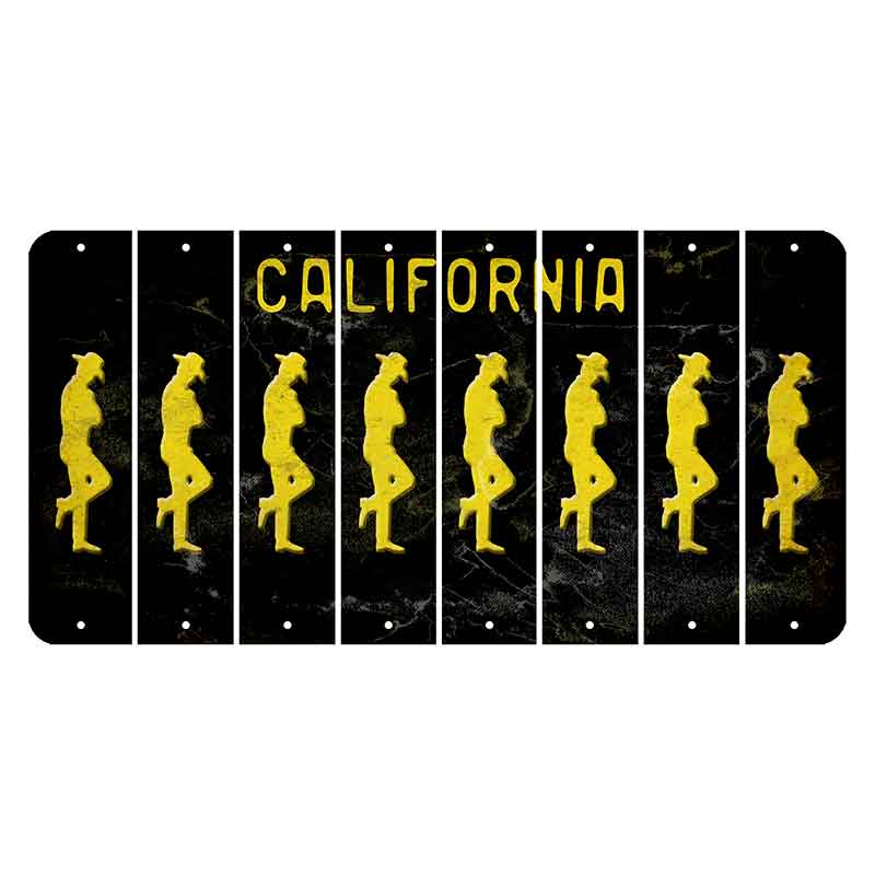 California Black Cut License Plate Strips (Set of 8) Cowboy - Leaning