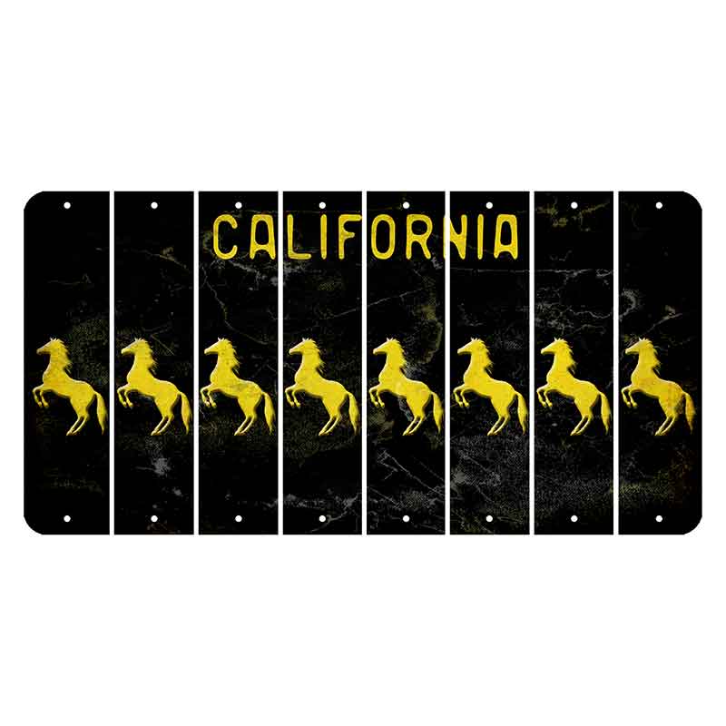 California Black Cut License Plate Strips (Set of 8) Horse