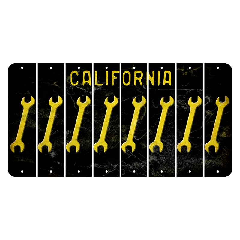 California Black Cut License Plate Strips (Set of 8) Wrecking Ball Crane