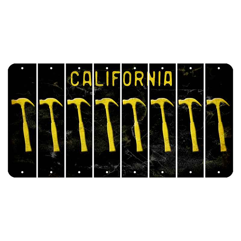 California Black Cut License Plate Strips (Set of 8) Hammer