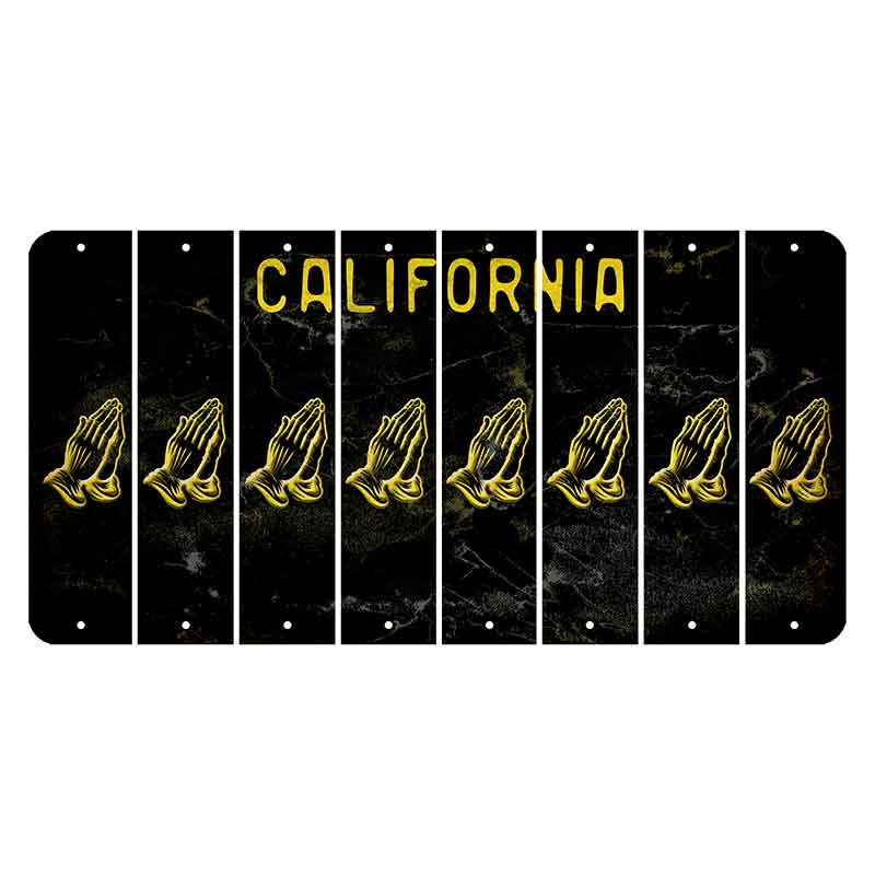 California Black Cut License Plate Strips (Set of 8) Praying Hands