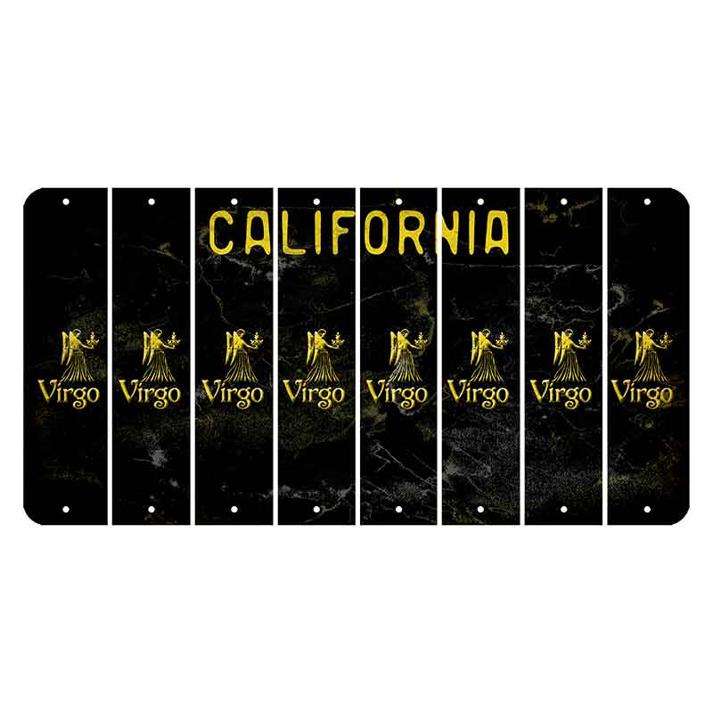 California Black Cut License Plate Strips (Set of 8) Zodiac Sign - Taurus