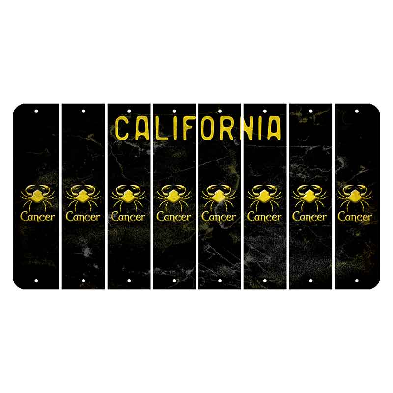 California Black Cut License Plate Strips (Set of 8) Zodiac Sign - Aries