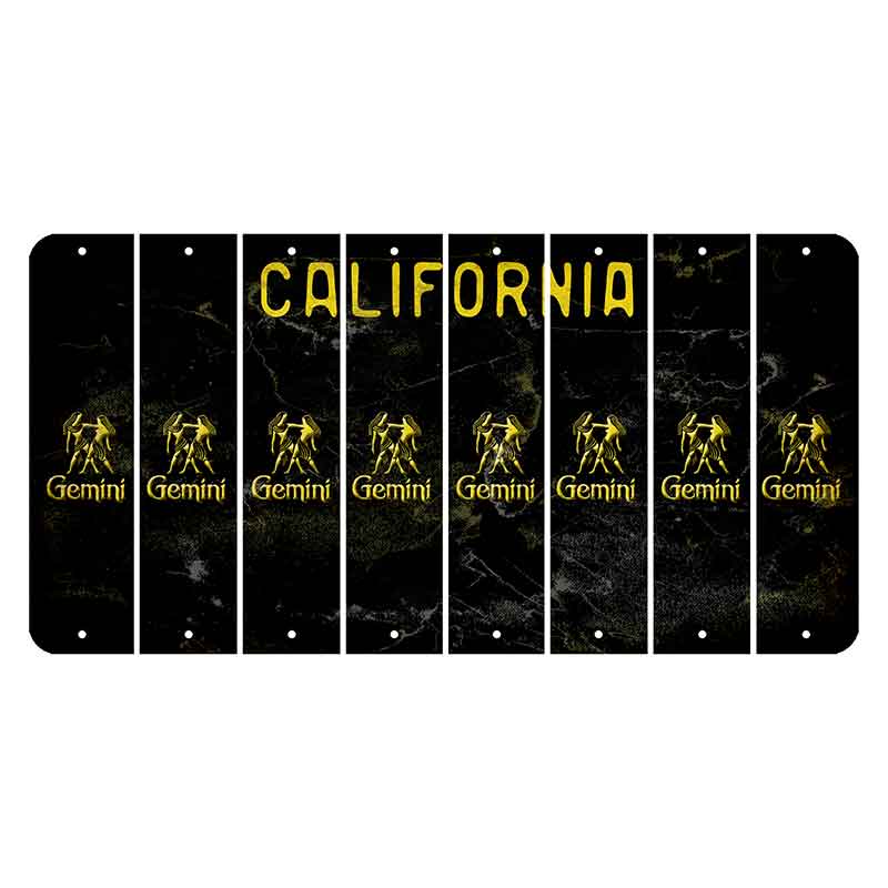 California Black Cut License Plate Strips (Set of 8) Zodiac Sign - Capricorn