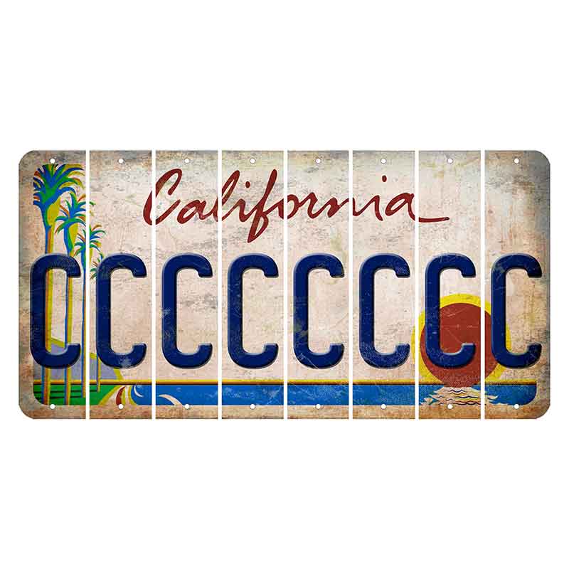 California Coastline Cut License Plate Strips (Set of 8) C