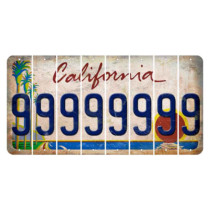 California Coastline Cut License Plate Strips (Set of 8) 9