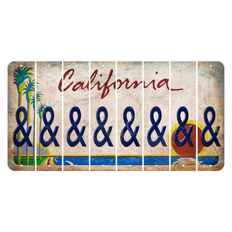 California Coastline Cut License Plate Strips (Set of 8) And Sign