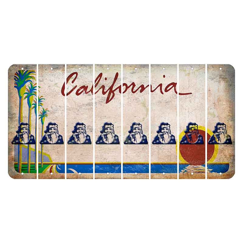 California Coastline Cut License Plate Strips (Set of 8) Santa Claus