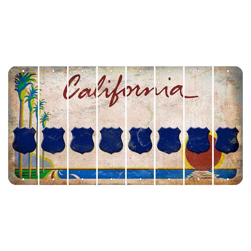 California Coastline Cut License Plate Strips (Set of 8) Police Badge