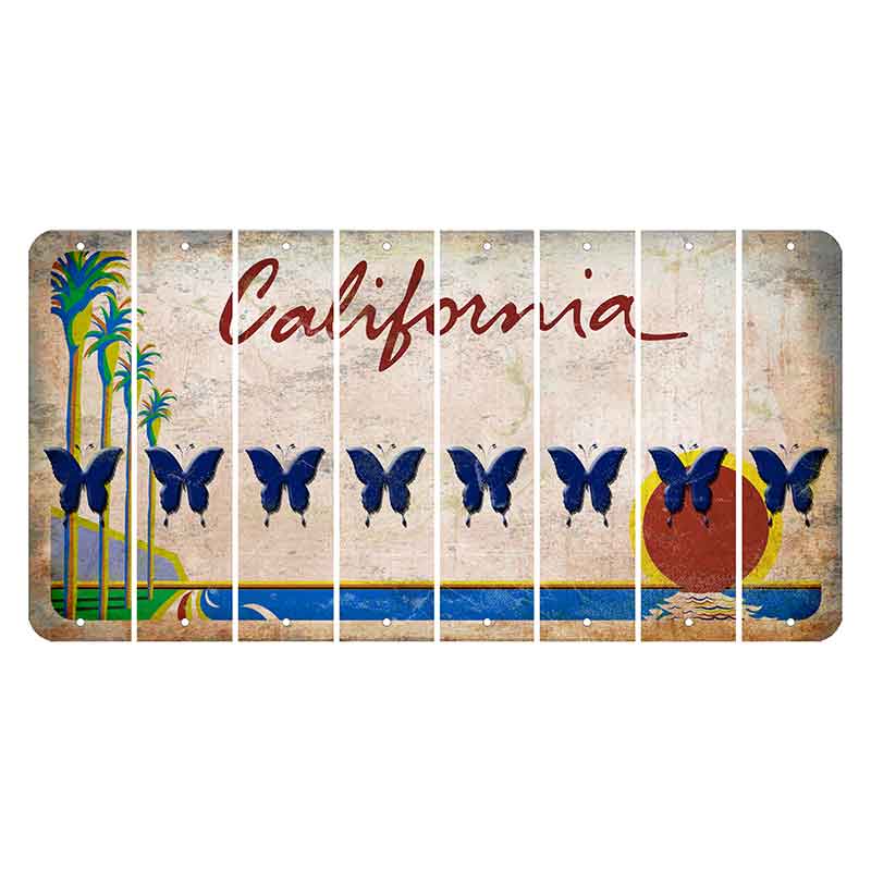 California Coastline Cut License Plate Strips (Set of 8) Butterfly