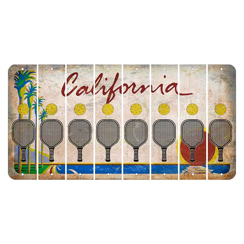 California Coastline Cut License Plate Strips (Set of 8) Pickleball