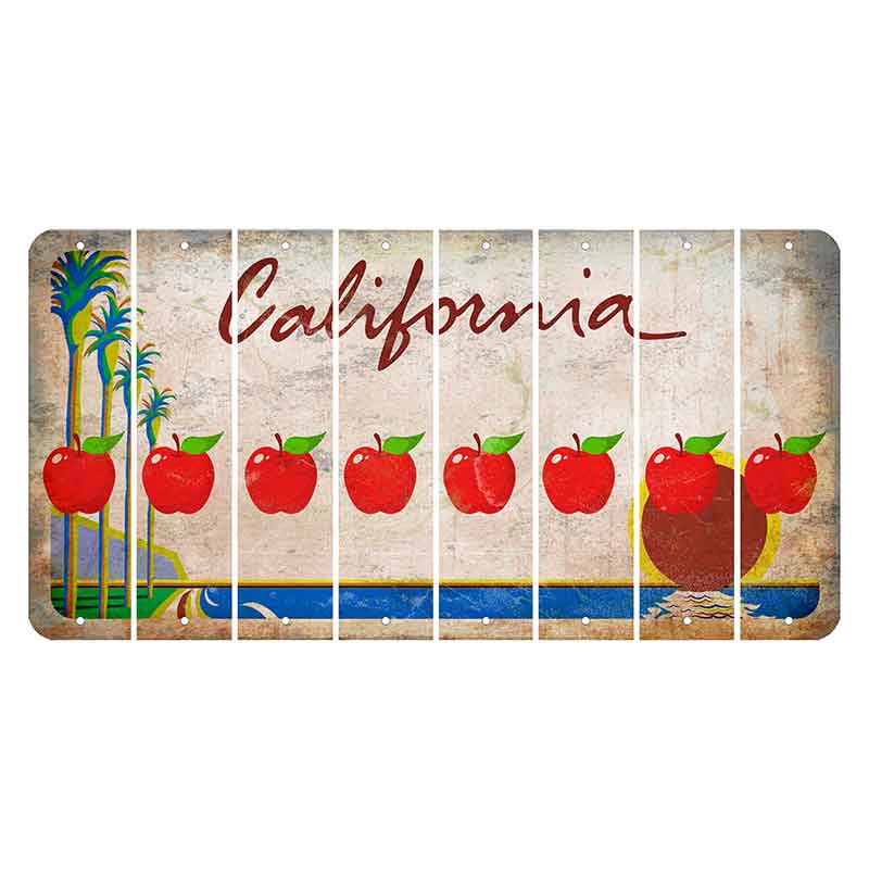 California Coastline Cut License Plate Strips (Set of 8) Apple