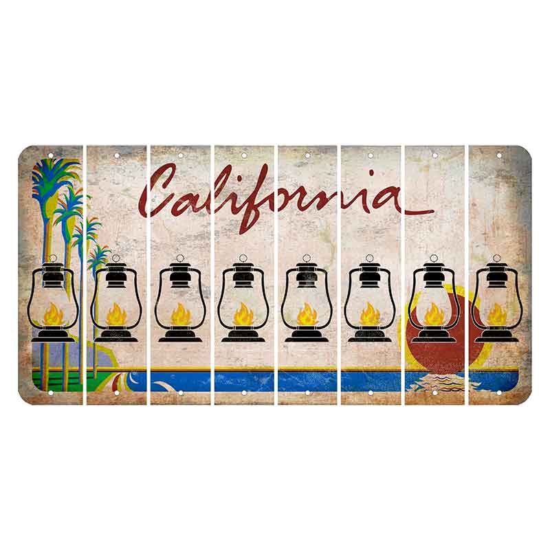 California Coastline Cut License Plate Strips (Set of 8) Lantern