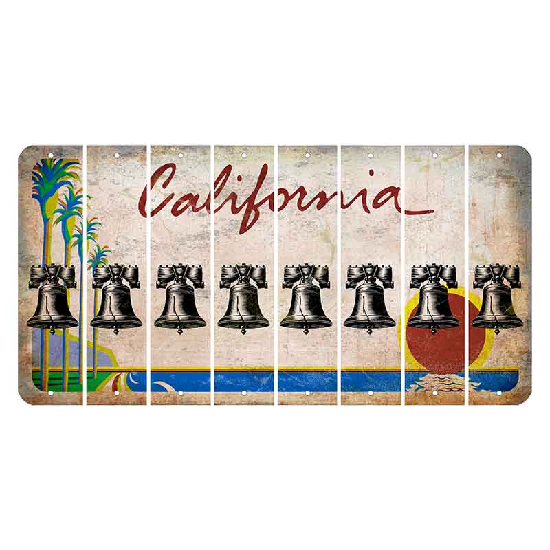 California Coastline Cut License Plate Strips (Set of 8) Liberty Bell
