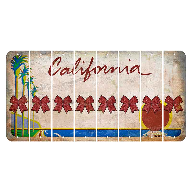 California Coastline Cut License Plate Strips (Set of 8) Cheer Bow