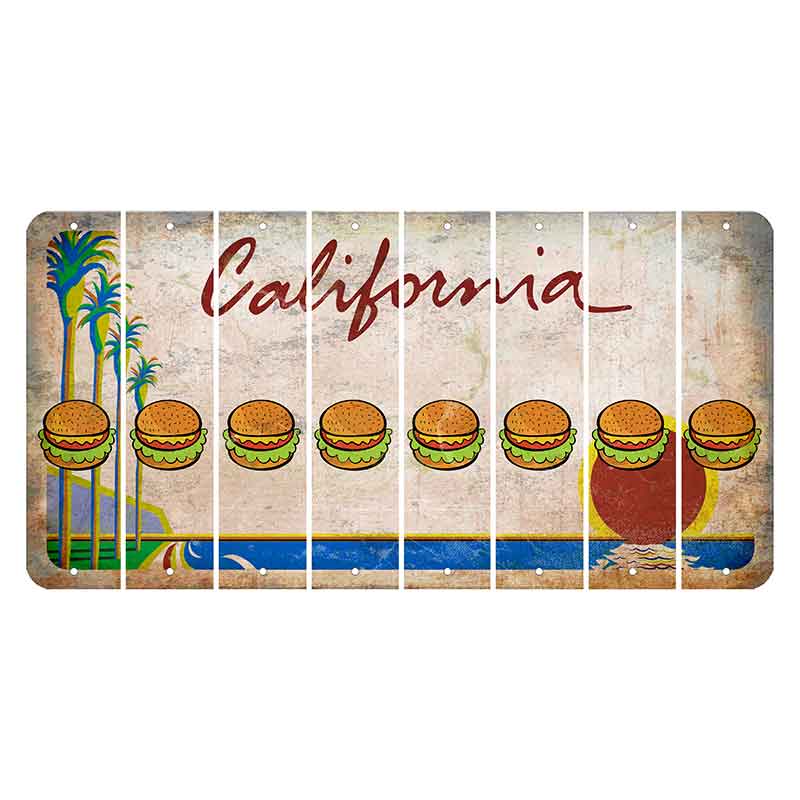 California Coastline Cut License Plate Strips (Set of 8) Hamburger