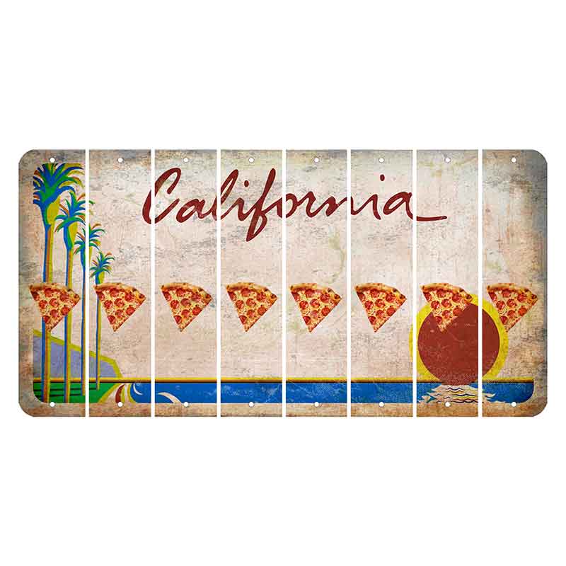 California Coastline Cut License Plate Strips (Set of 8) Pizza