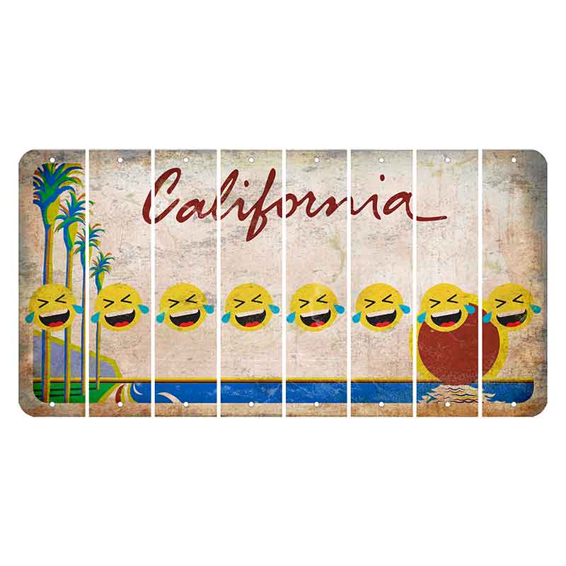 California Coastline Cut License Plate Strips (Set of 8) Emoji - Laughing