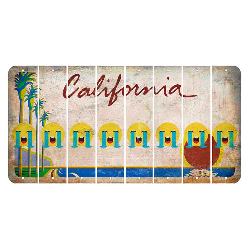 California Coastline Cut License Plate Strips (Set of 8) Emoji - Crying