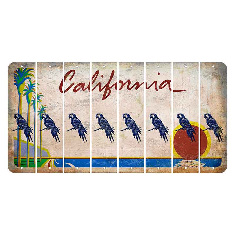 California Coastline Cut License Plate Strips (Set of 8) Parrot
