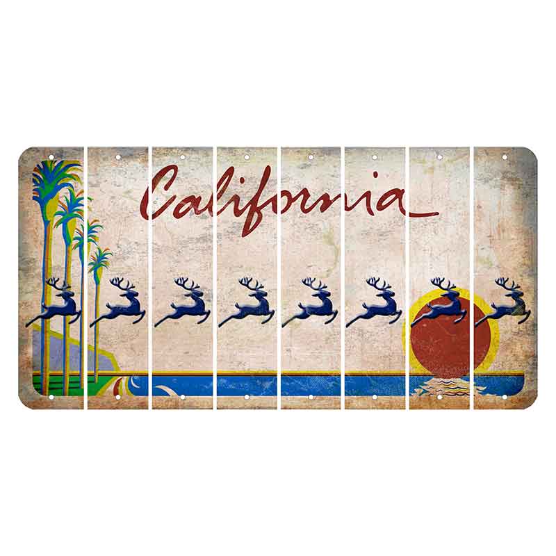 California Coastline Cut License Plate Strips (Set of 8) Reindeer