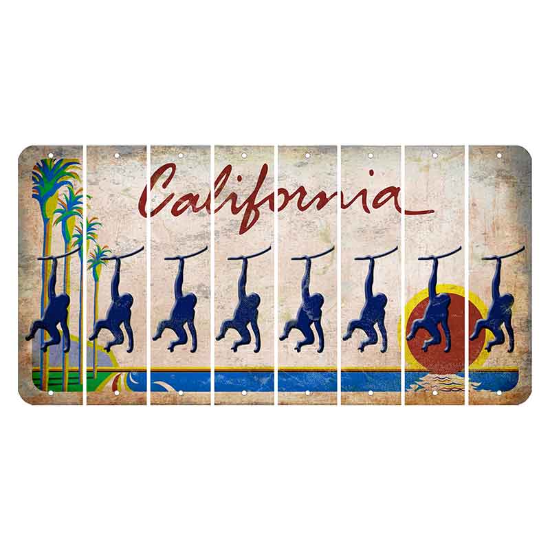 California Coastline Cut License Plate Strips (Set of 8) Monkey