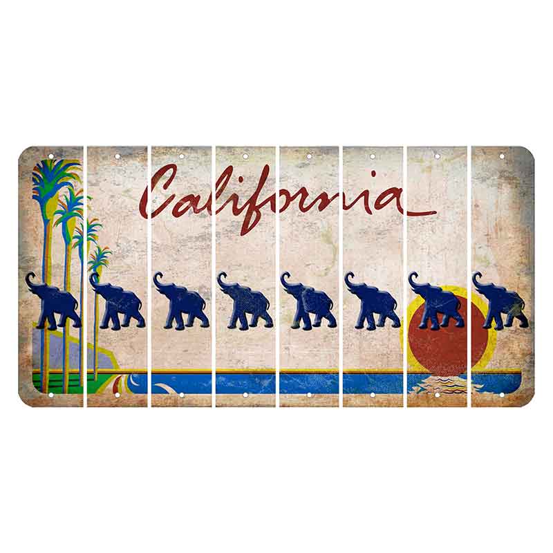 California Coastline Cut License Plate Strips (Set of 8) Elephant