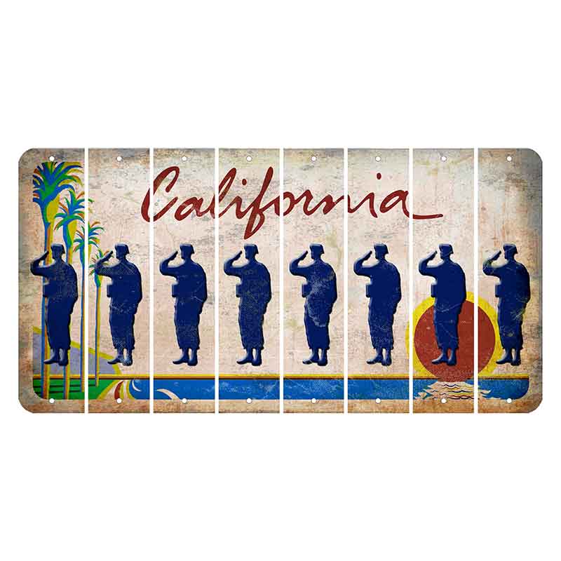 California Coastline Cut License Plate Strips (Set of 8) Soldier - Running