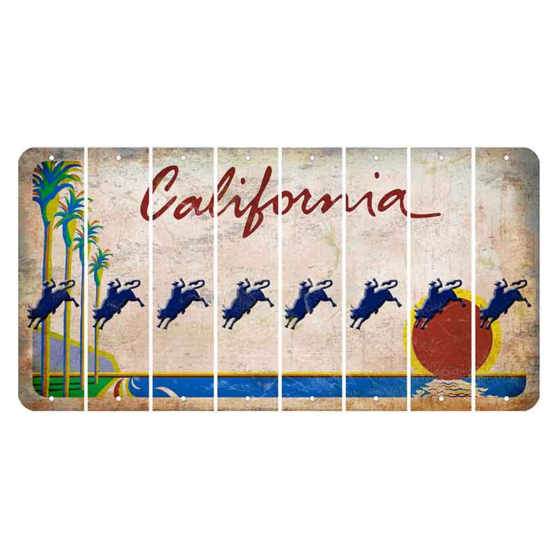 California Coastline Cut License Plate Strips (Set of 8) Bull Rider
