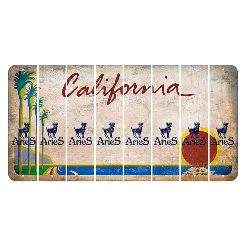 California Coastline Cut License Plate Strips (Set of 8) Zodiac Sign - Aquarius