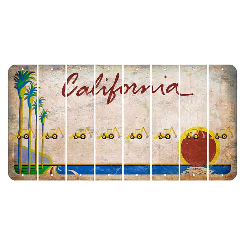 California Coastline Cut License Plate Strips (Set of 8) Backhoe