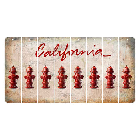 California White Cut License Plate Strips (Set of 8) Fire Hydrant
