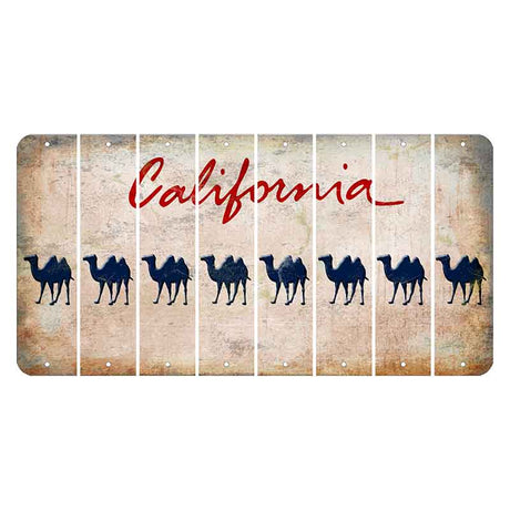 California White Cut License Plate Strips (Set of 8) Camel