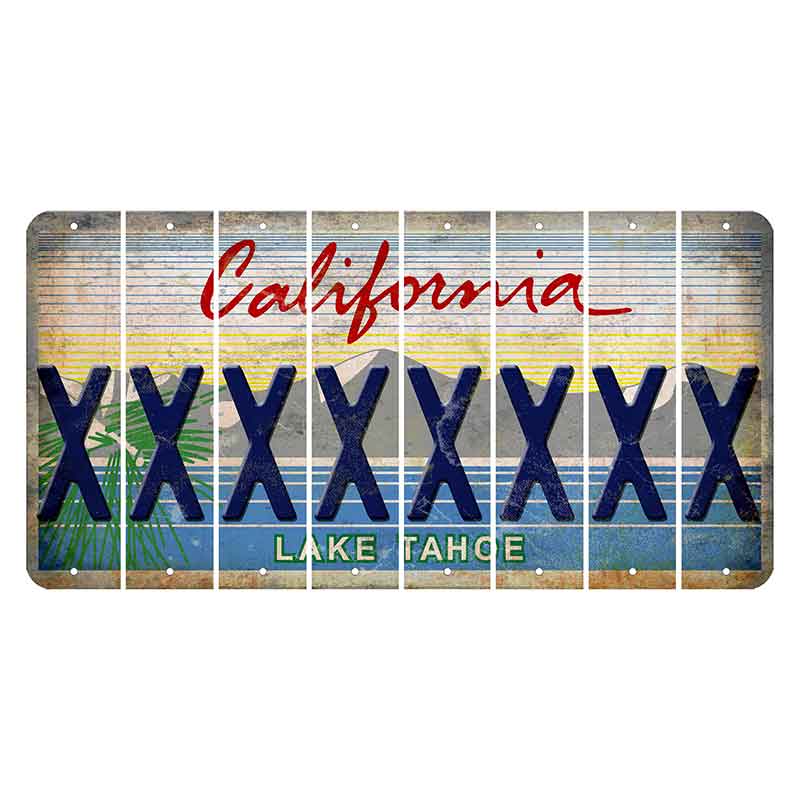 California Lake Tahoe Cut License Plate Strips (Set of 8) X