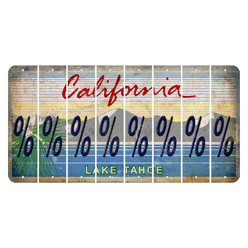 California Lake Tahoe Cut License Plate Strips (Set of 8) Percent Sign