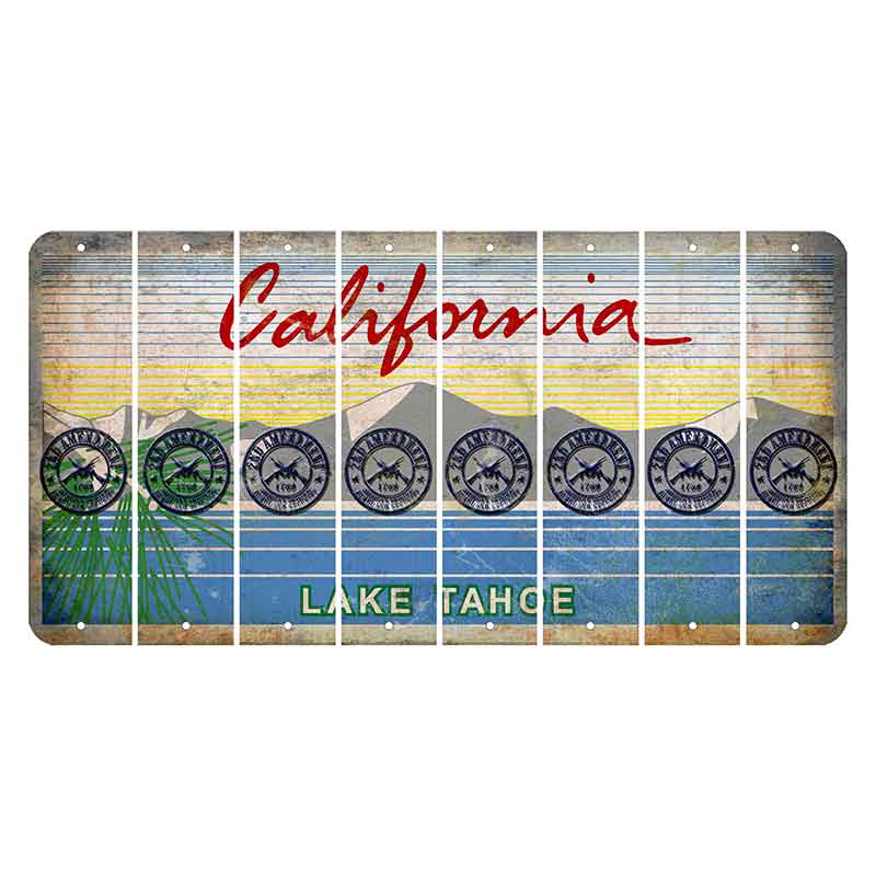 California Lake Tahoe Cut License Plate Strips (Set of 8) 2nd Amendment