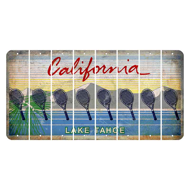 California Lake Tahoe Cut License Plate Strips (Set of 8) Tennis Racket
